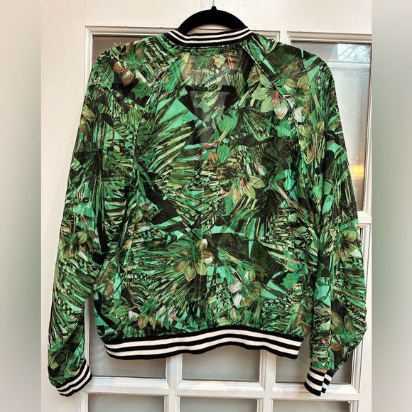 Juicy Couture Jungle Green Lush Tropical Bomber Zip Jacket Size Medium M - Picture 5 of 13